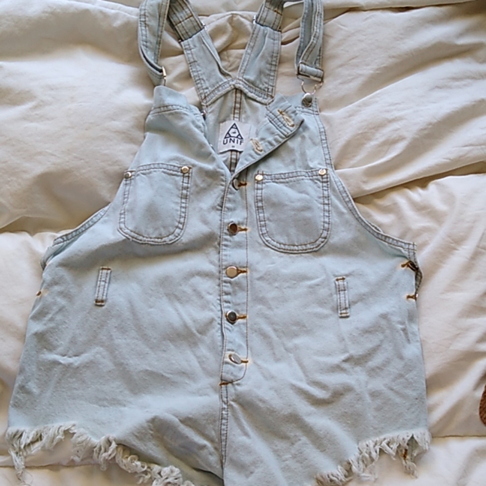 UNIF denim short distressed dungarees - size med